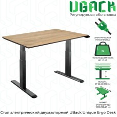 Компьютерный стол UBack Wooden Unique Ergo Desk с электрической регулировкой высоты и столешницей из натурального дерева (массива)